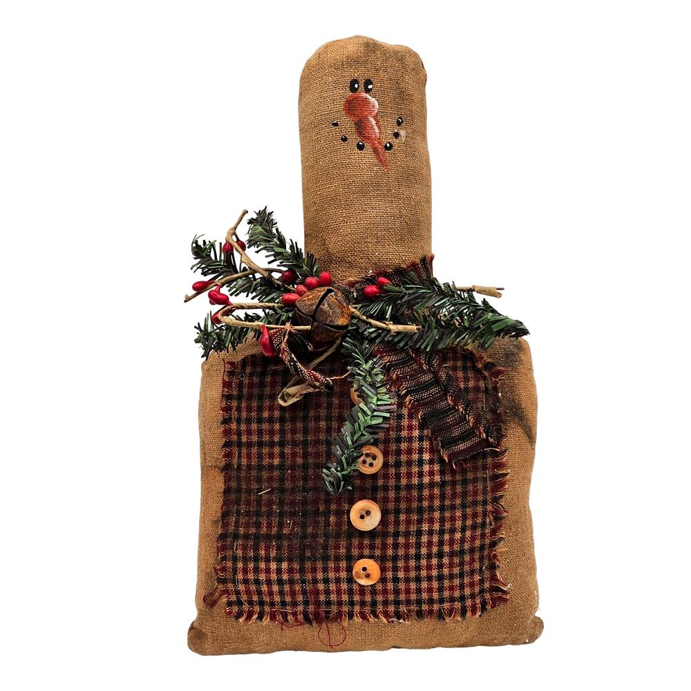 Rustic Snowman w Garland-Cozy Farmhouse Christmas Decor-Primitive Holiday Charm